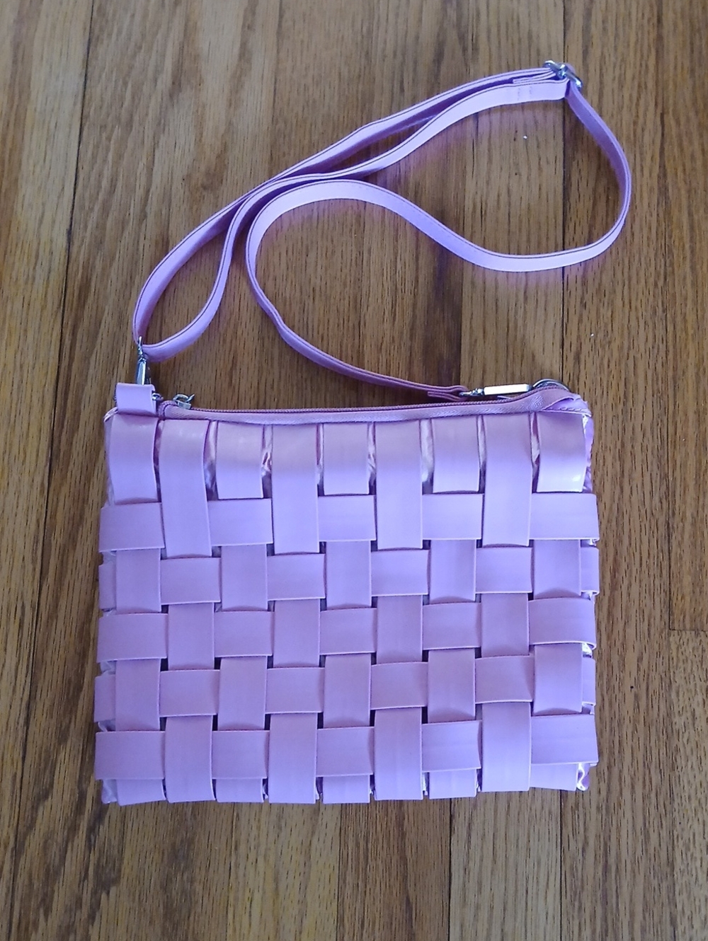 Summer & Rose Pink Woven Crossbody Bag